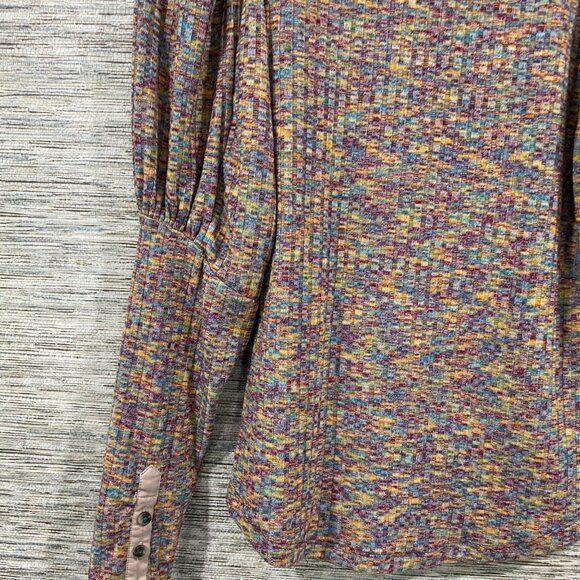 Anthropologie Lavender Plaid Long Sleeve Button-Front Top With Puff Sleeves NWT - Picture 7 of 8